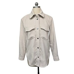 Abercrombie Fitch Flannel Shacket Beige Button Down Long Sleeve Casual Womens XS